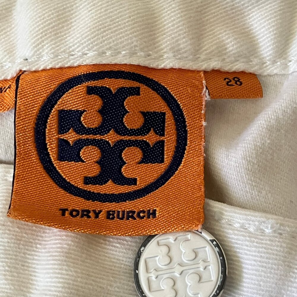 TORY BURCH  Cropped Skinny White Jeans 4 Pockets Size 28 - Picture 2 of 14
